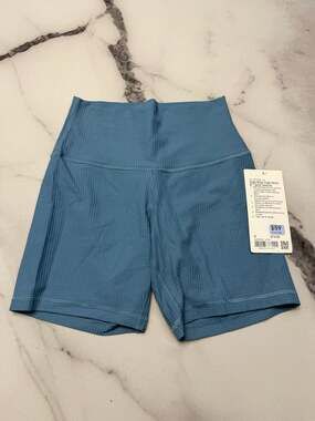 lululemon High-Rise Yoga Short 6" *Grid Texture Utility Blue Size 6